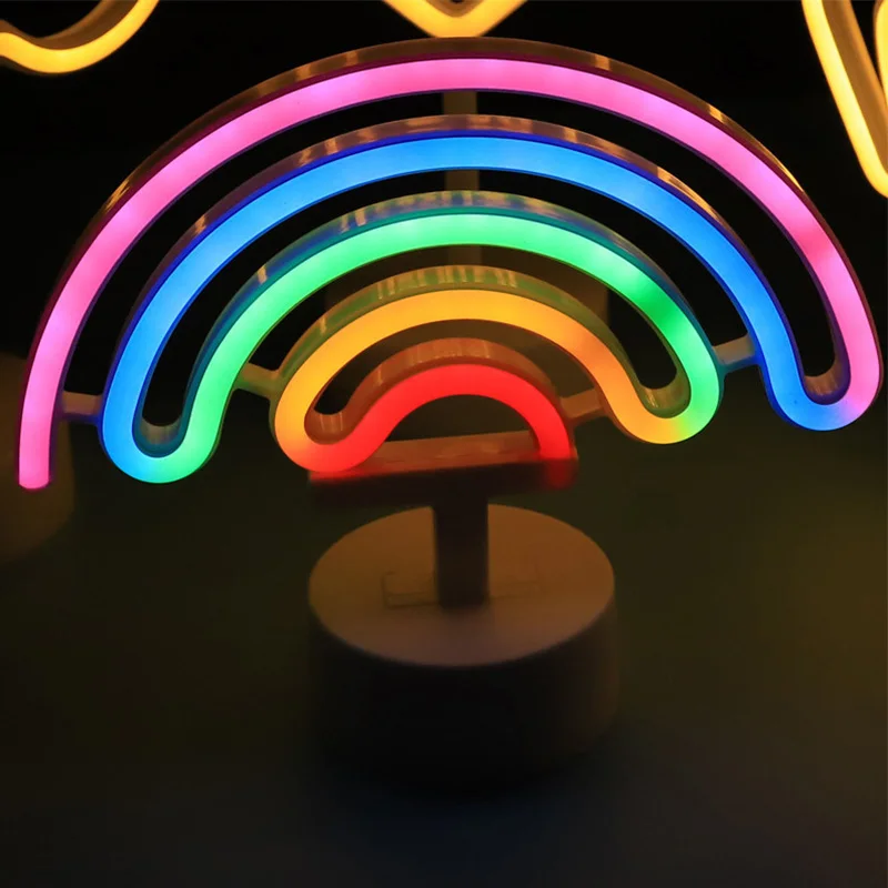 Rainbow USB неоновый светодиодный знак единорога ночной Светильник Фламинго декоративные Луны Светодиодная лампа вечерние Радуга дома Детская комната Декор Светильник СВЕТОДИОДНЫЙ ночник для детей - Испускаемый цвет: Rainbow