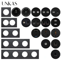 unkas a8 diy aluminum free combination eu french hdmi compatible 2 0 usb 3 0 universal socket matching modules outlet black