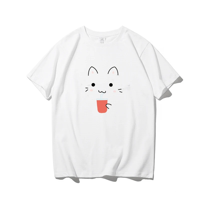 cute white Графическая женская футболка, футболки, эстетическая одежда ulzzang, Корейская одежда для женщин, мультяшный аниме, забавный стиль, женская футболка - Цвет: cute white