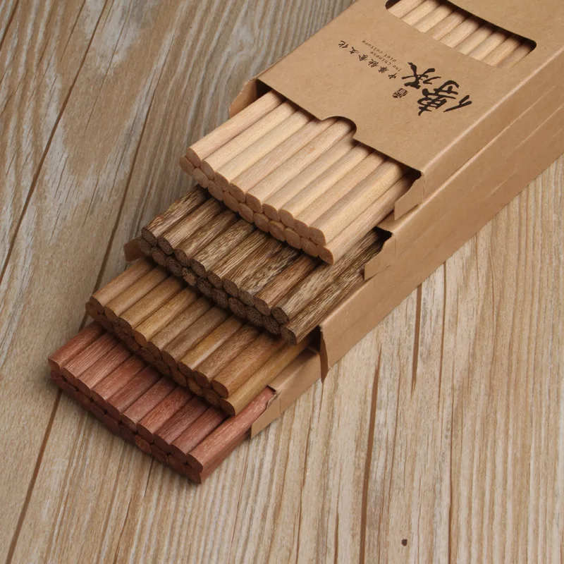 Деревянные палочки для еды без рисования 25 см 10 пар деревянных палочек красного