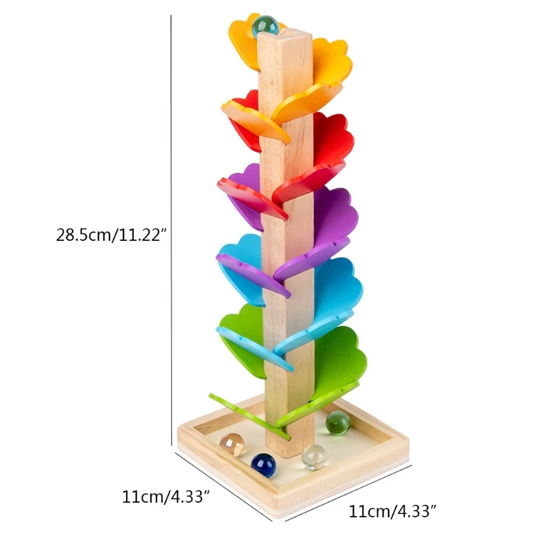 

T5EC Wooden Stacking Block Tree Building Blocks Brain Developmental Bead Falling Wooden Toy Montessori Gift for Preschools