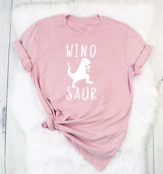 Wino saur Футболка Динозавр Графический для женщин мода гранж tumblr camiseta rosa feminina