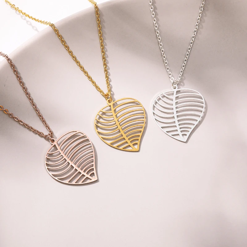 

Hollow Fashion Minimalist one Leave Pendant Clavicle Necklaces For Women Jewelry Gift Tassel Summer Beach Chain Collier
