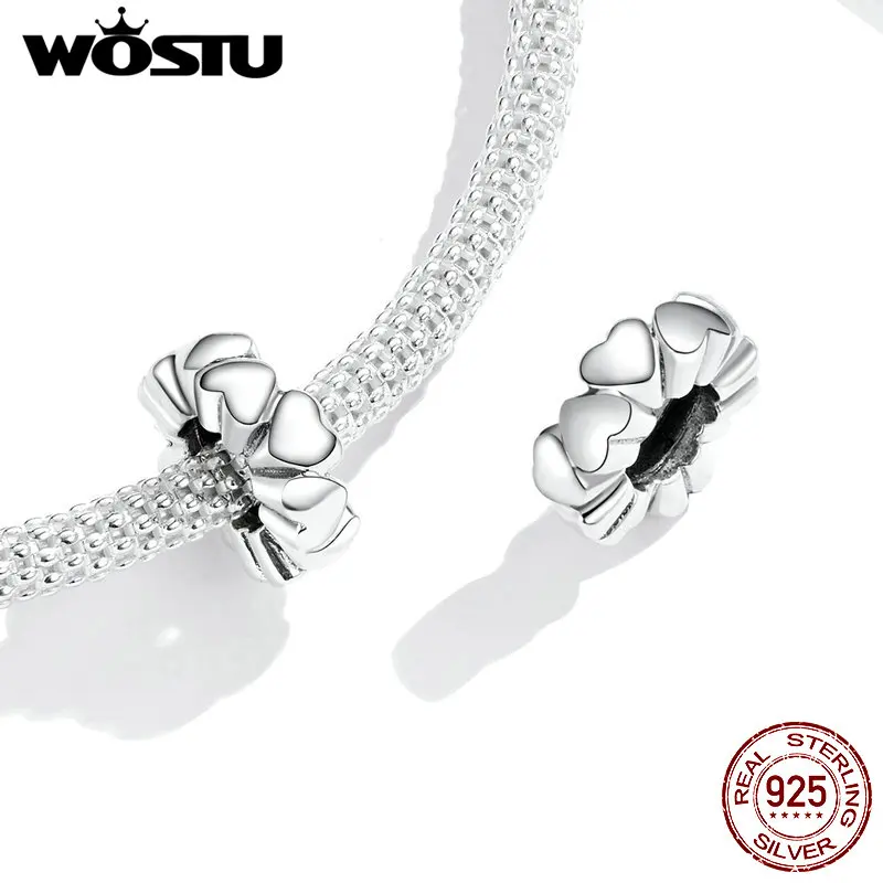 WOSTU 2020 лето новый 100% бусины из стерлингового серебра 925 Сердце к сердцу Висячие