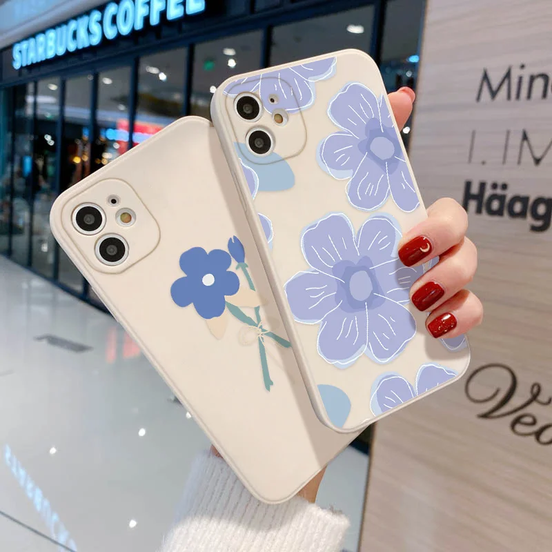 Funda For iPhone 13 12 14 Pro Max Case Heart Flowers Soft Case iPhone 11 Coque iPhone11 12 Mini 8 7 Plus X XS Max XR SE 20 Cover