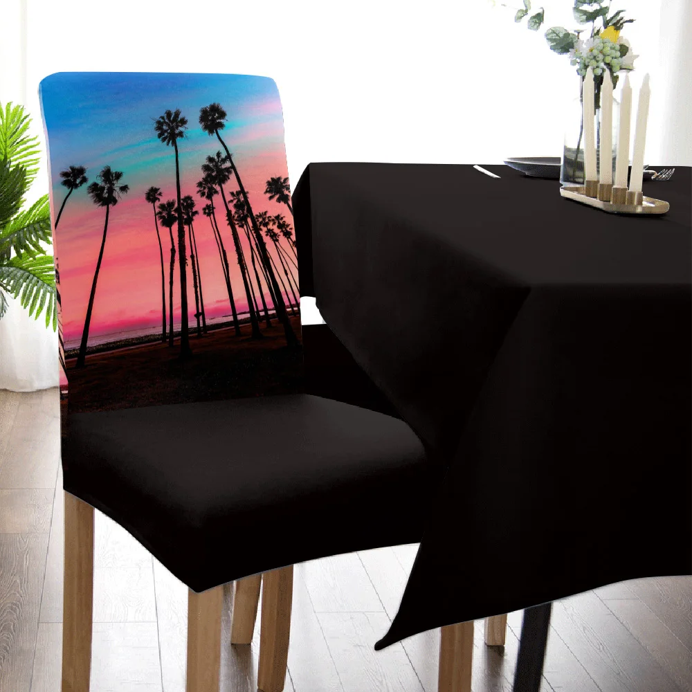 Пляжный Пейзаж кокосовые деревья чехол для кресла спандекс эластичный обеденный