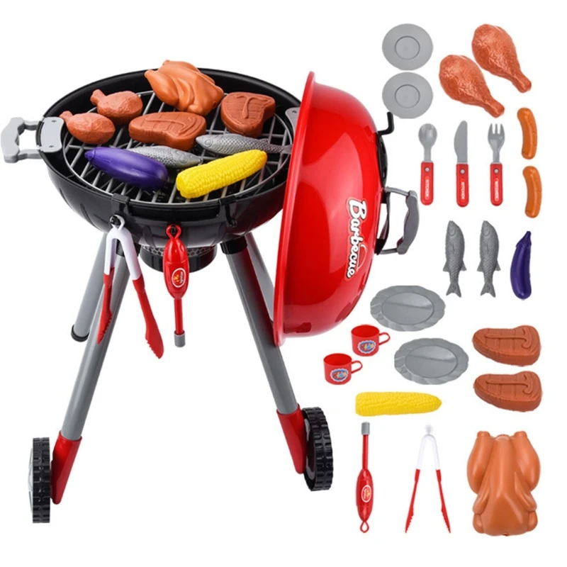 

1Set Kitchen Toy with Electric Grill Plates Food Grill Pretend Play House Toy Set Interactive & Educational Cooking Toy