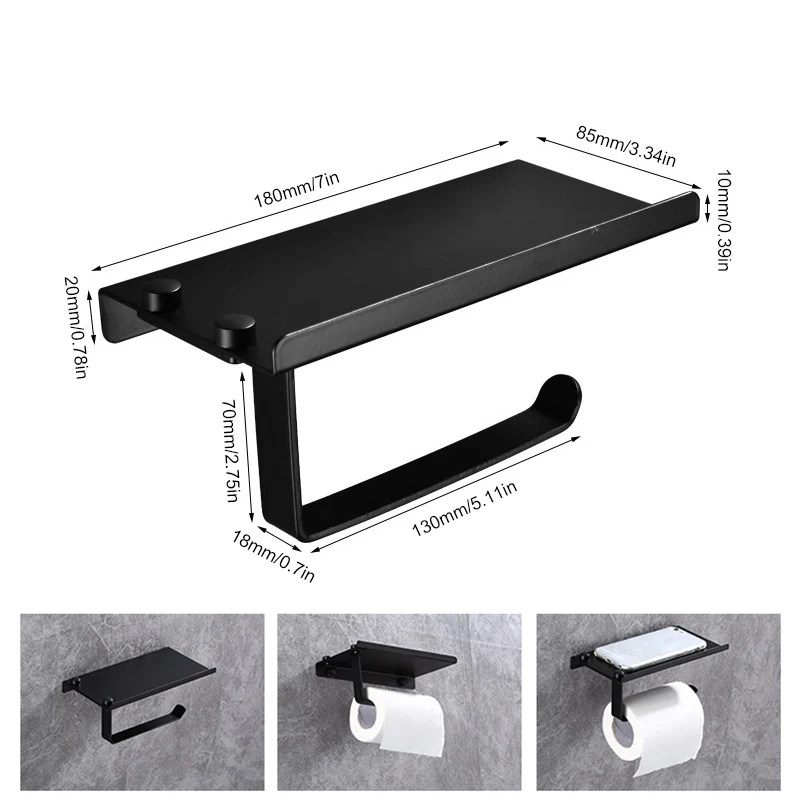 

Aluminum Toilet Paper Holder Wall Mount Paper Holder Save Place Tissue Holder Restroom Paper Towel Holder Bathroom Accessories