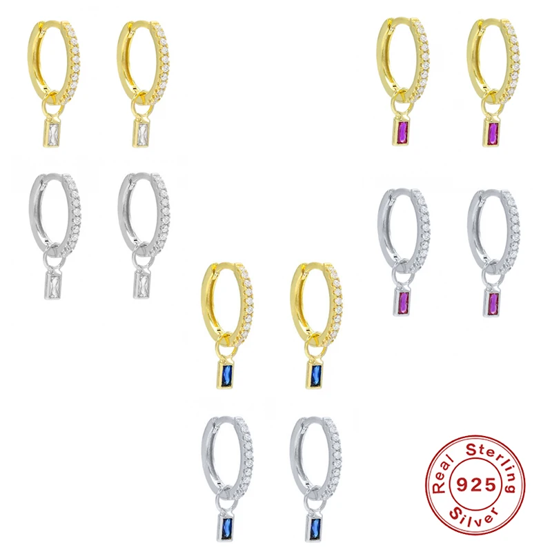 

Aide 100% S925 Sterling Silver Hoop Earring INS Bling Colored Diamond Earrings Fashionable Fine Jewelry Zircon Pendiente