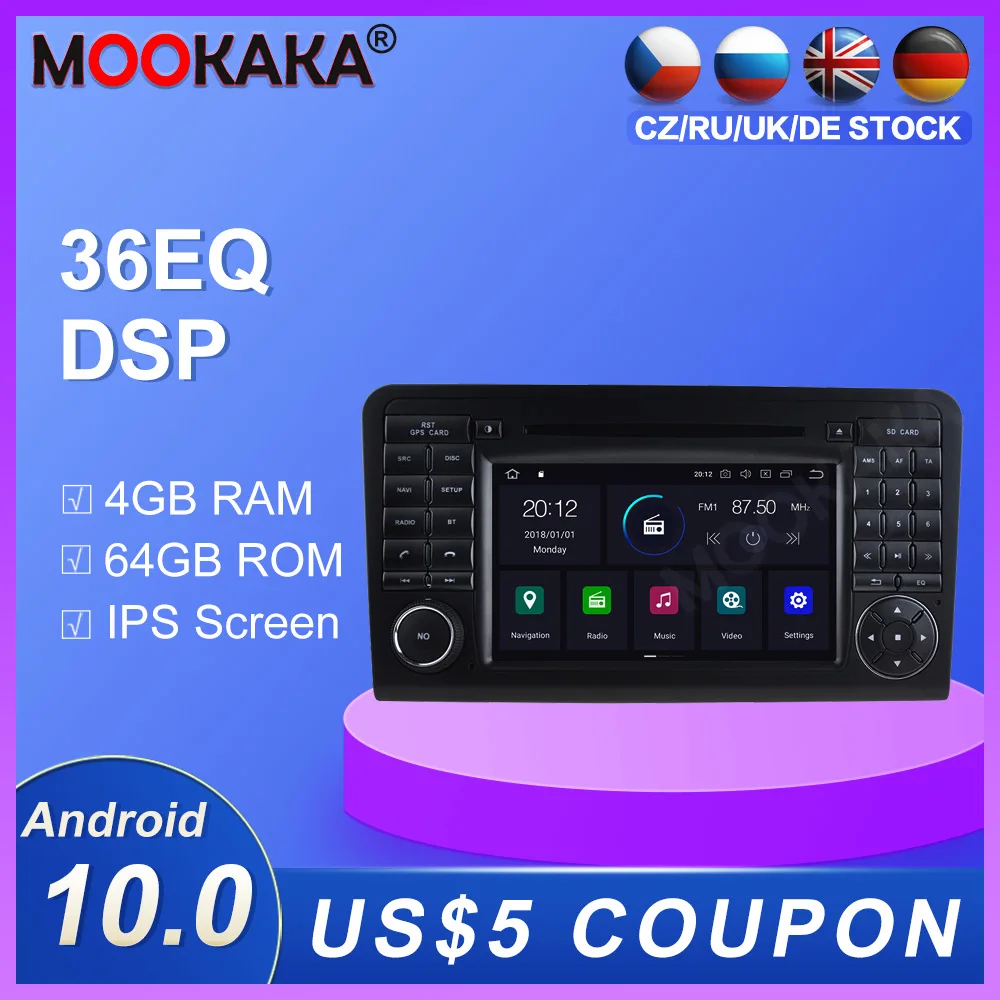 

Автомагнитола на Android 10,0, 4 + 64 ГБ, GPS-навигация для Mercedes Benz GL ML CLASS W164 ML350 ML50, мультимедийный плеер, радио, стерео dsp