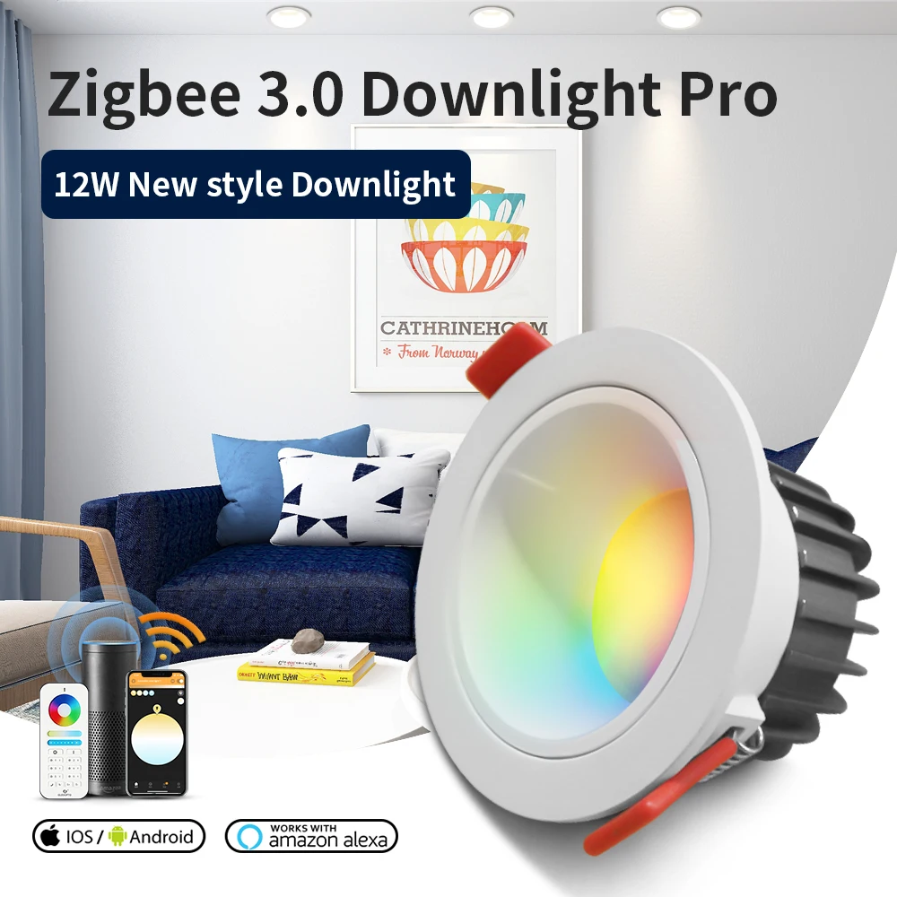 

Gledopto Smart Zigbee 3.0 Dimmable 2200-6500K Pro 12W LED Ceiling Downlight Suitable For Bedroom Living Room Kitchen Corridor
