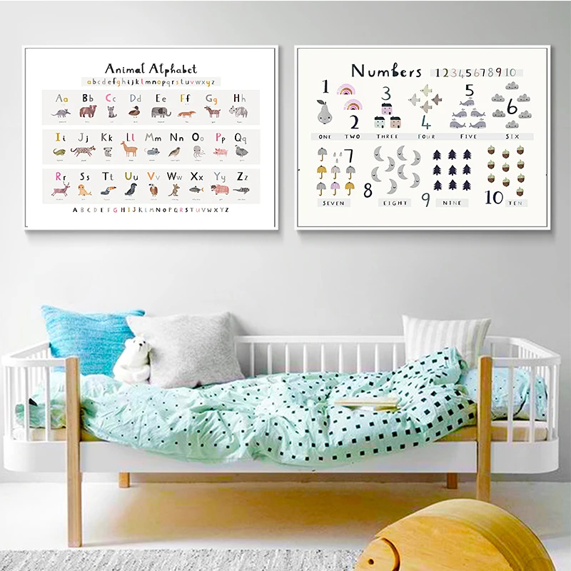 Алфавит Холст плакат детской стены художественный принт Забавный ABC с