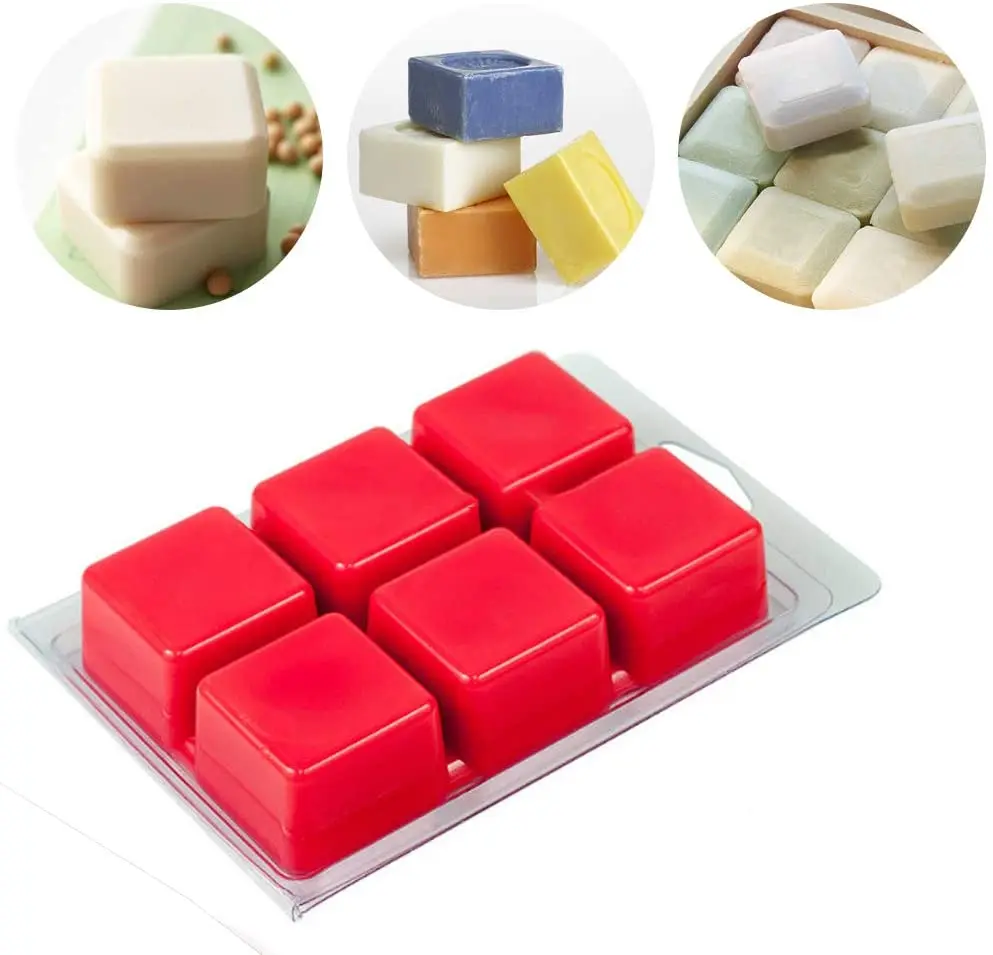 50 Packs Wax Melt Clamshells Molds Square Heart-shaped 6 Cavity Clear Plastic Cube Tray for Candle-Making &amp Soap | Дом и сад