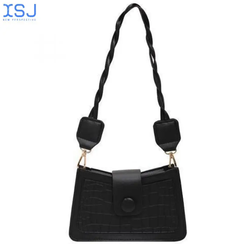 

Pu Japanese and Korean Style Belt Decoration One-Shoulder Portable Messenger Bag Car Stitching Pure Color Simple Baguette