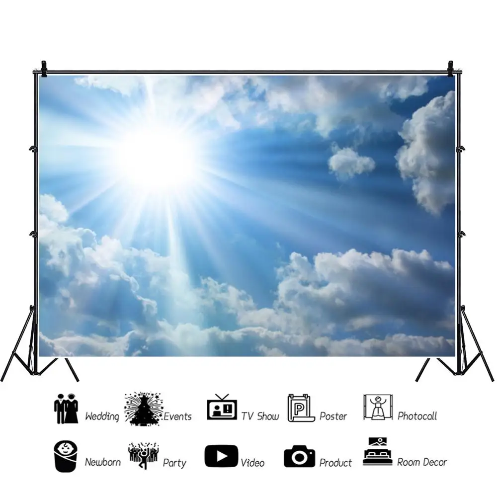 

Laeacco Sunshine Sky Photography Background Photophone Photozone Photo Backdrop for Photo Studio Photoshoot