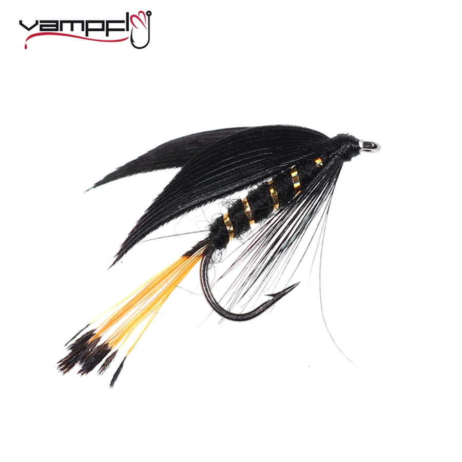 Верх 8 шт. мокрые мушки с #12 черным утенком крылом фазана хвостом завязывающим