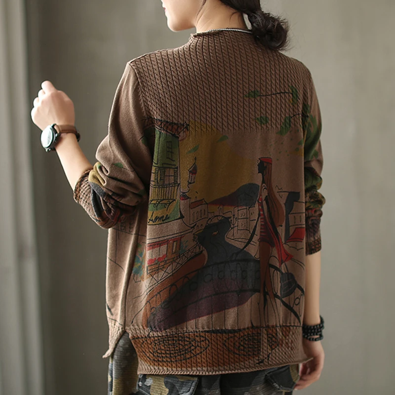 Женский трикотажный свитер Max LuLu Повседневный хлопковый джемпер с высоким