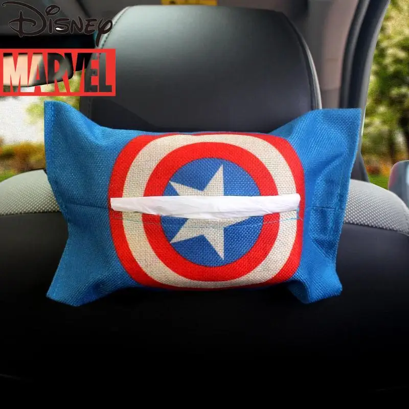 

Disney Marvel Captain America Car Drawer Box Car with Creative Cute Seat Back Sun Visor Multi-function Car Hanging Tissue Box