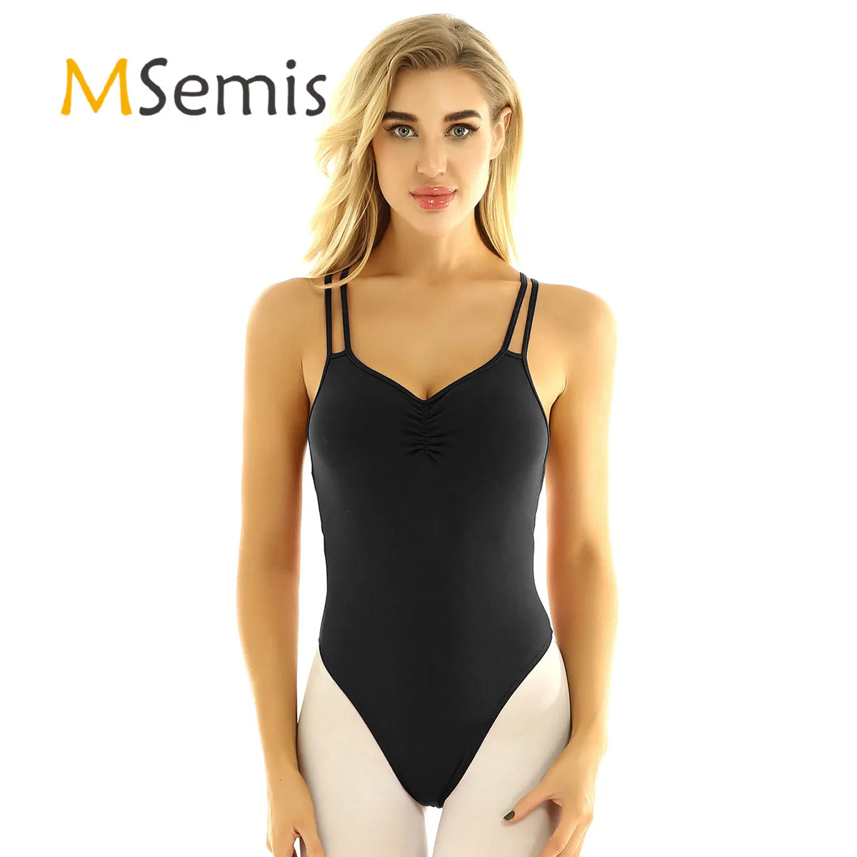 Женский гимнастический купальник для взрослых танцев на тонких бретельках с