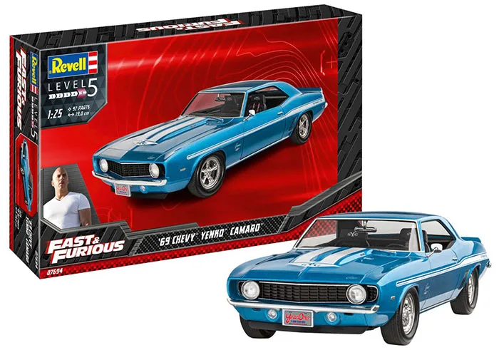 

Revell plastic assembly car model 1/25 scale Fast & Furious 1969 Chevy Camaro Yenko adult collection DIY assembly kit 07694