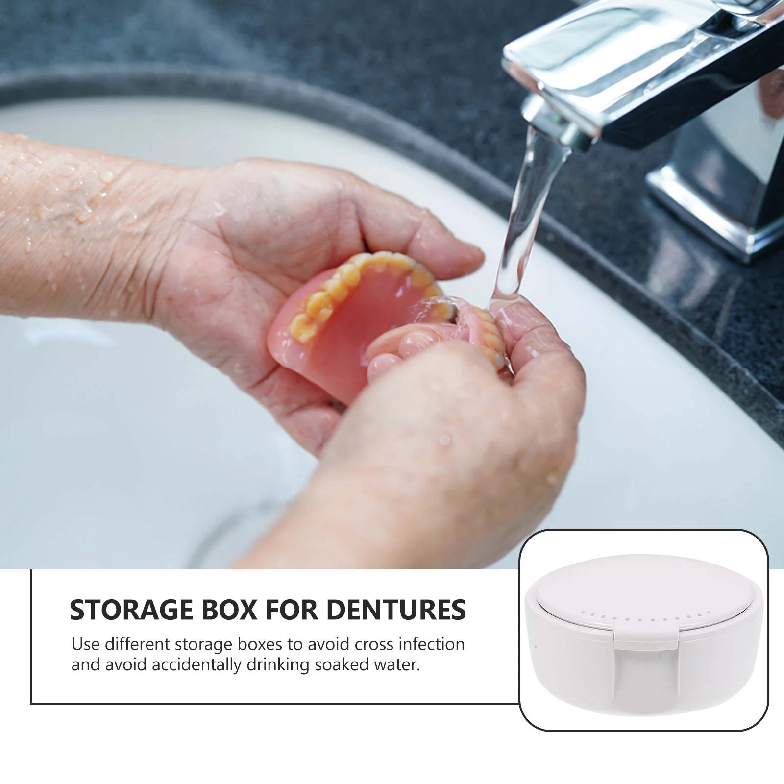 

1 Set of 2 Pcs Orthodontic Retainer Case Portable Denture Box with Mirror