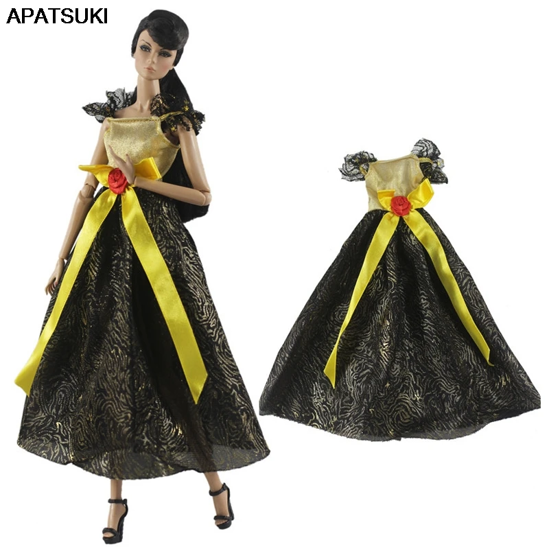 

Yellow Black Fashion Party Dress Gown For Barbie Doll Outfits Clothes 1/6 BJD Dolls Accessories Toys Best Gift for Children