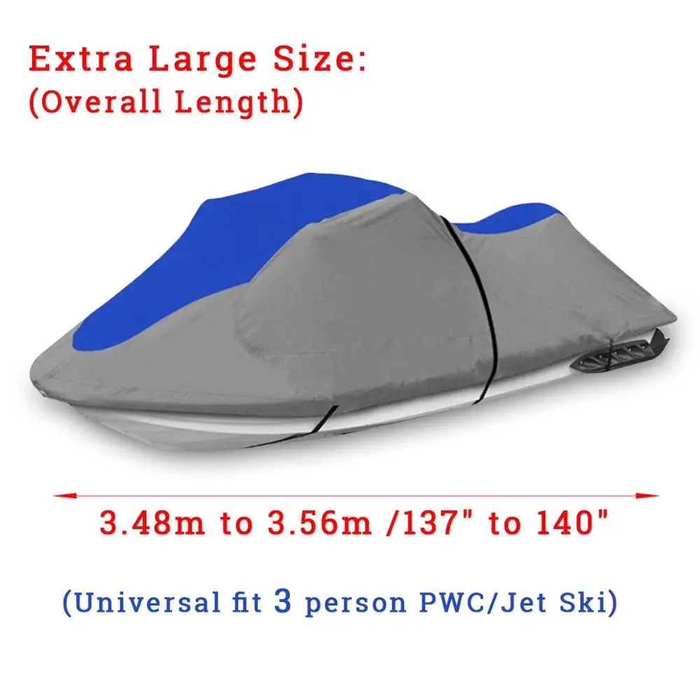 Blue XL Size 600D полиэстер Универсальный 3 человек решение окрашенный водонепроницаемый чехол для лодки PWC Jet Ski 294-342 см и 348-356 см длина сумка - Цвет: Blue XL Size