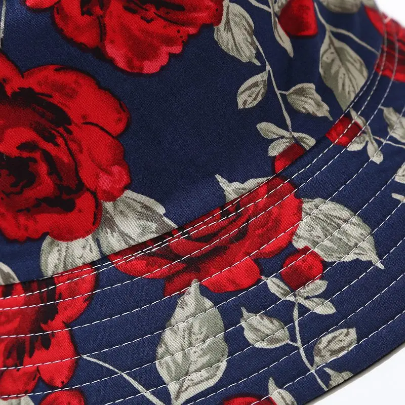 2021 New Fashion Hot Style Panama Hat Rose Flower Bucket Hats Summer Floral Sun Caps For Women Cotton Fisherman Cap | Аксессуары для