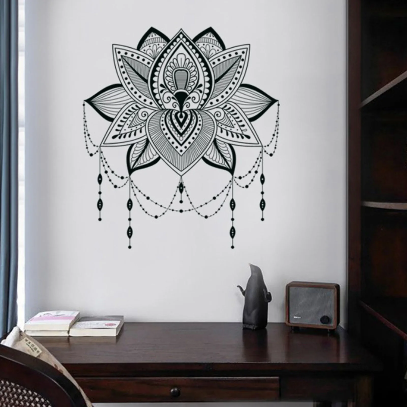 

2PCS Lotus Flower Wall Stickers PVC Self-adhesive Wallpaper Living Room Decor Sofa Background Decoration Wall Stickers
