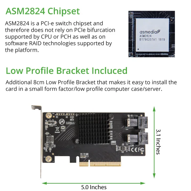 IOCREST U.2 sff 8643 порты для PCIe 3,0x8 контроллер раздвоенного переходника-поддержка не Раздвоенная материнская плата