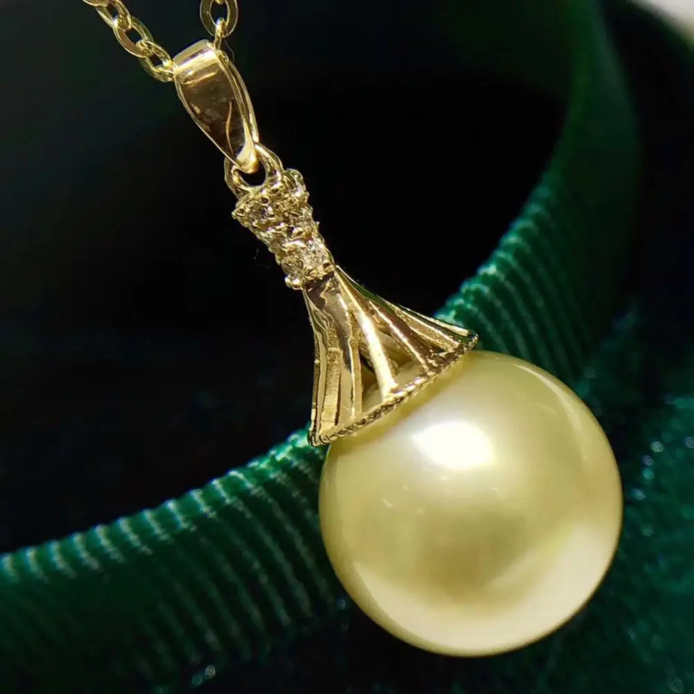 

DIY Jewelry Base 18K Yellow Gold Pendant Mountings Settings AU750 Jewelry Findings for Pearls Coral Agate Crystal Beads Stones