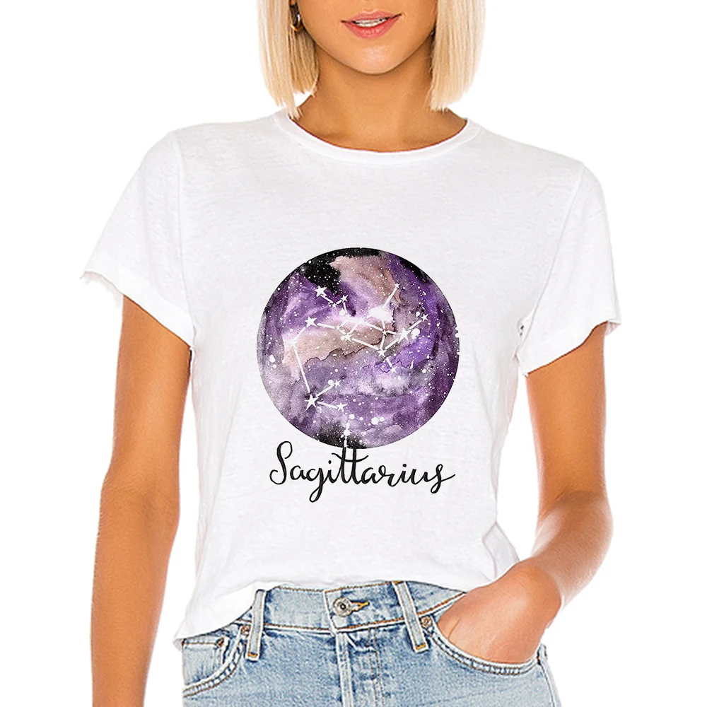 Женская красивая футболка с созвездием круглым воротником весна лето Футболка