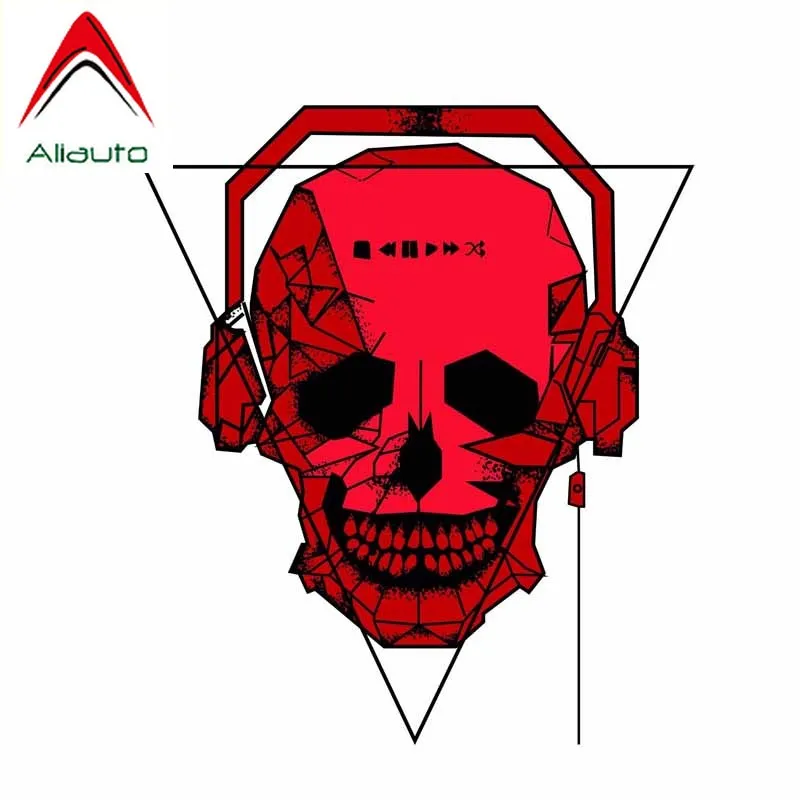 

Aliauto Personality Red Skull with Headphones Car Sticker PVC Sunscreen Waterproof Creative Decoration Decal,13cm*11cm