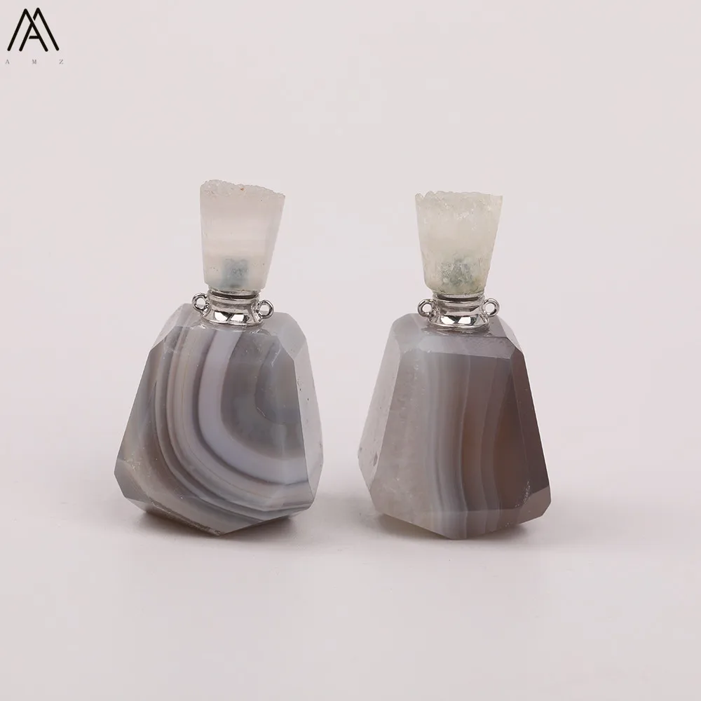 Натуральные ботсванские Агаты камень подвеска в виде бутылочки парфюма ожерелье