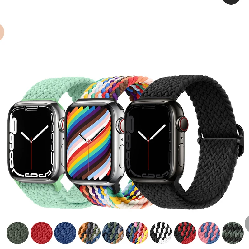 

Suitable for Apple Watch strap color matching sports sliding buckle nylon elastic braid 38/40mm 42/44mm Watchband