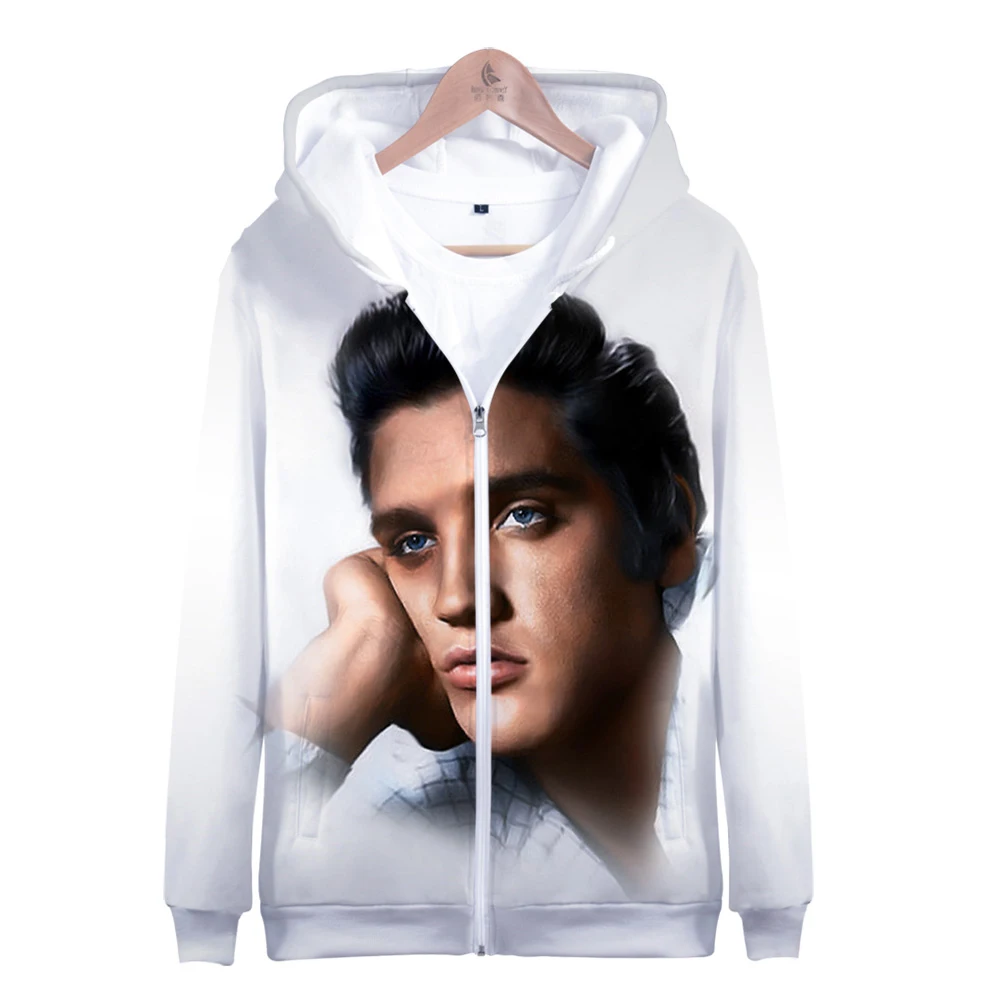 Elvis Пресли печати молния Толстовка для мужчин/женщин Зимняя мода Повседневная