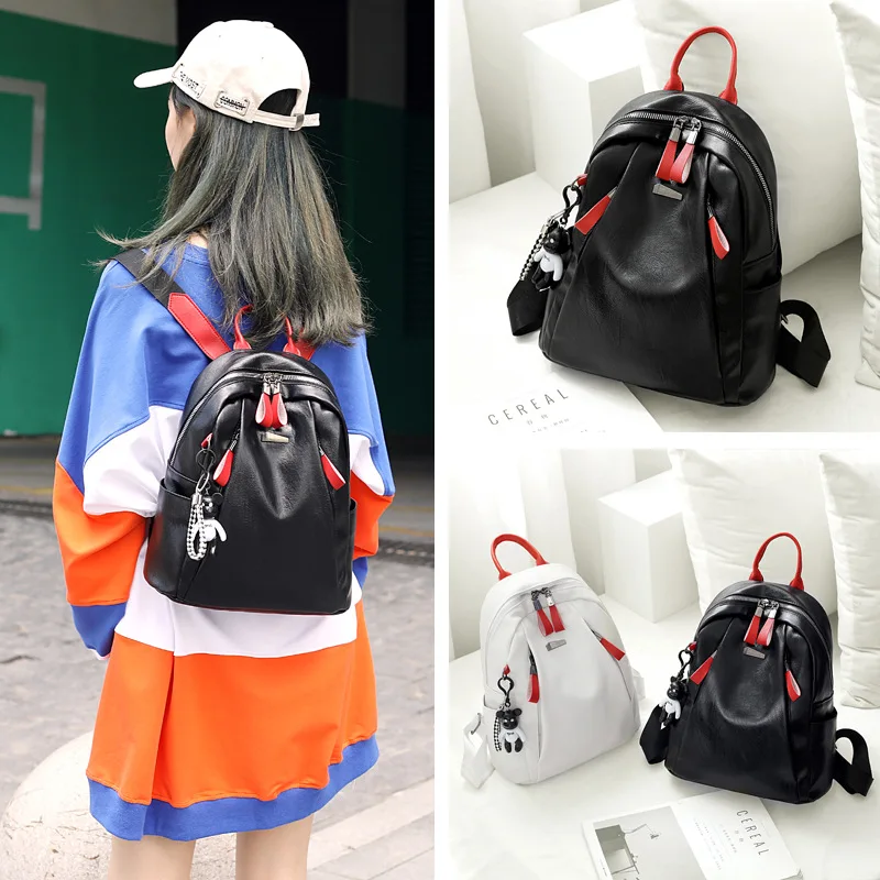 Туфли из мягкой кожи высокого качества рюкзак для женщин 2019 Новая мода черный