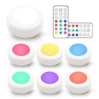 led cabinet light battery rgb color puck dimmable under shelf kitchen counter lighting remote controller night lamp