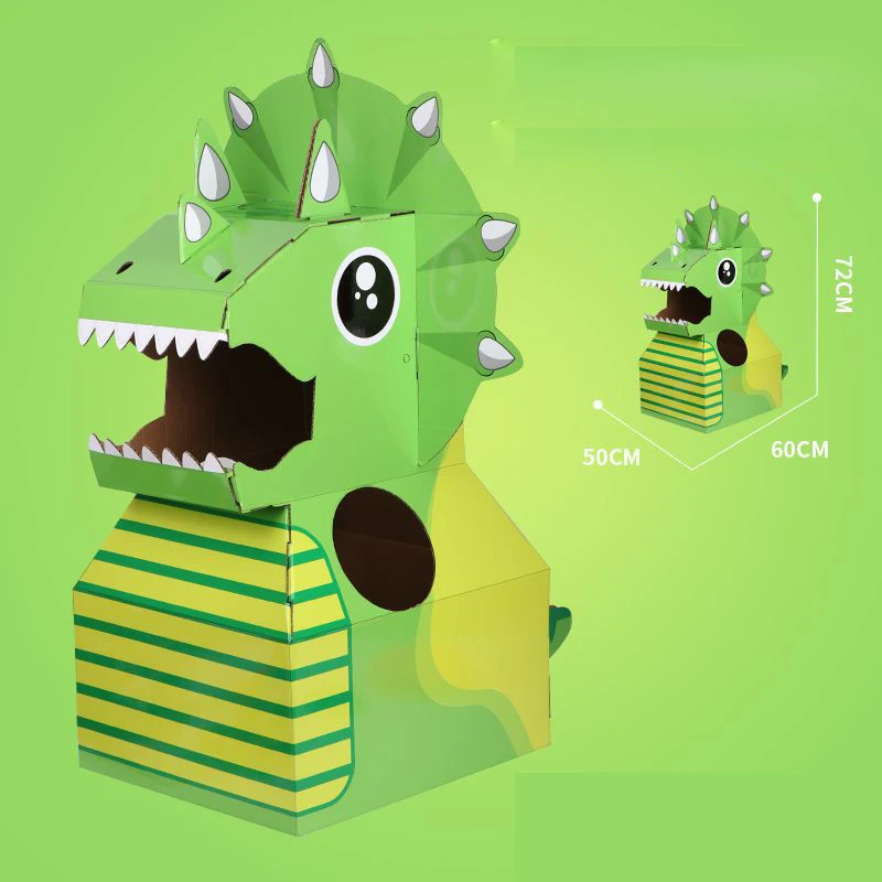 

Wearable DIY Toy Carton Cardboard Box Cartoon Animal Dinosaur Elephant Shark for Kid LBV