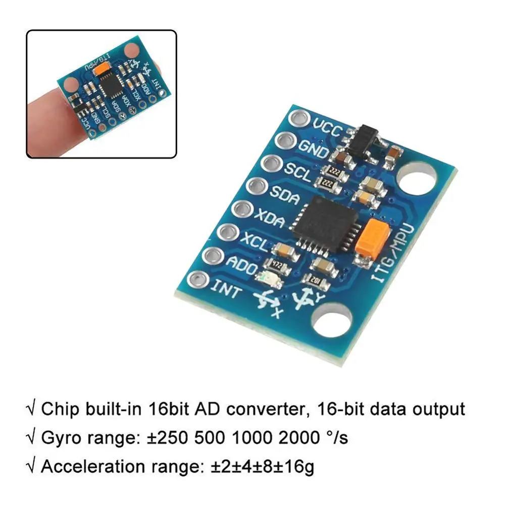 IIC I2C GY-521 MPU-6050 MPU6050 3-осевые аналоговые датчики гироскопа + 3-осевой модуль