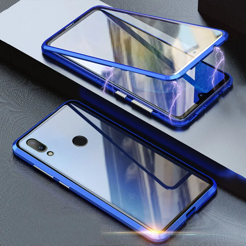 blue Магнитный чехол для xiaomi mi 9 t mi 9 t pro mi 9 9 t se 9se двухстороннее защитное стекло на xao mi redmi note 7 note7 pro металлический чехол - Color: blue