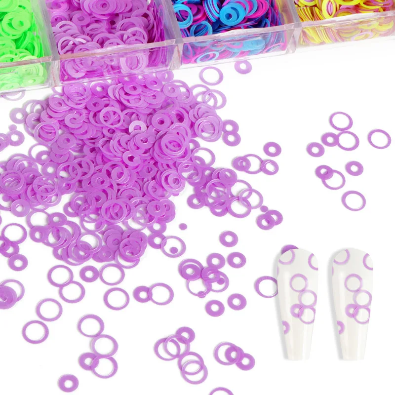 

Nails Supplies 12color/Box Nail Art Decorations Fluorescent Hollow Circle Nail Sequin Nail Art Jewelry Patch Nail Glitter