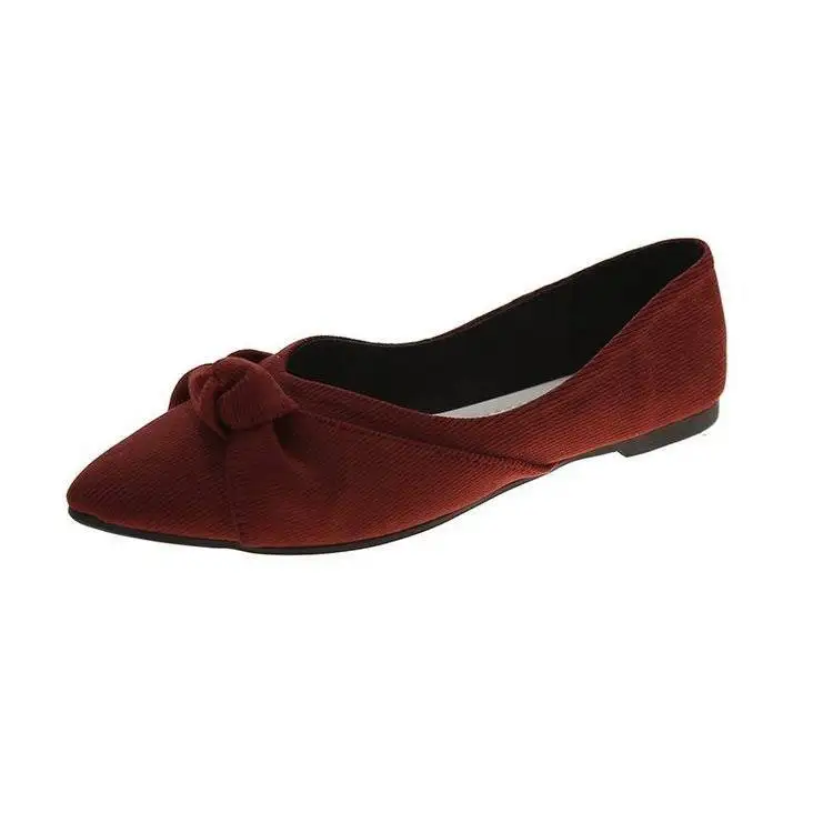 

Flat Women Shoes Breathable Loafers Slip On Cloth Shoes Pointed Toe Shallow Single Shoe Bow Ballerina Shoe Soft Zapatos Mujer