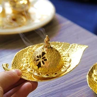 ramadan decoration metal leaf tray golden incense burner aid eid mubarak decor kareem muslim islamic eid al adha aroma diffuser