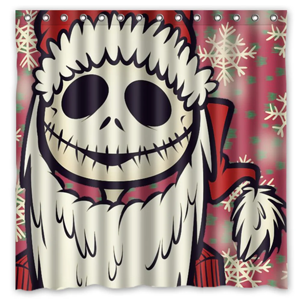 Jack Skellington Printing Waterproof Shower Curtain Mildewproof Polyester Fabric Bath Curtains 72x72inch With 12 Hooks