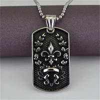 fleur de lis pendant heraldic heraldry stainless steel shield iris flower necklace for men and women fleurdelise fleurs