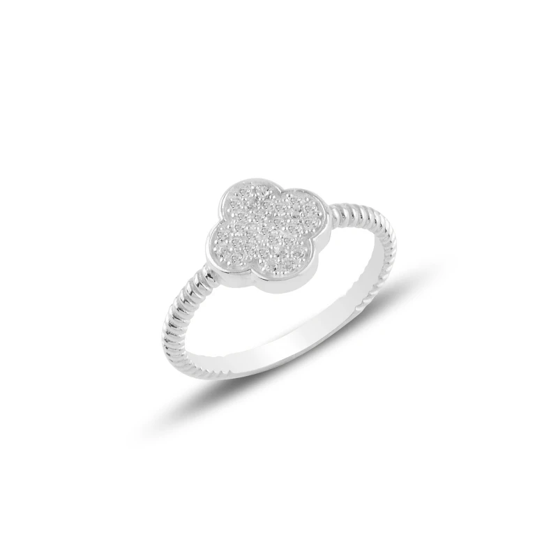 

Silverlina Silver Clover Zircon Stone Ring
