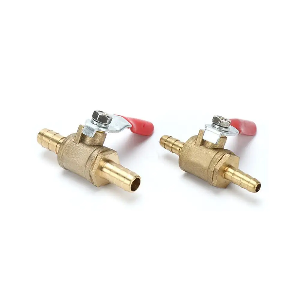 10mm Hose Barb Red Handle Pagoda Brass Water Oil Air Gas Fuel Line Shutoff Ball Valve Pipe Fittings