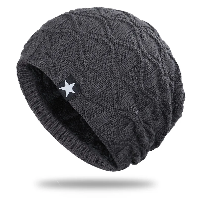 Шерстяная шапка Корейская вязаная шерстяная зимние бархатные теплые мужские и