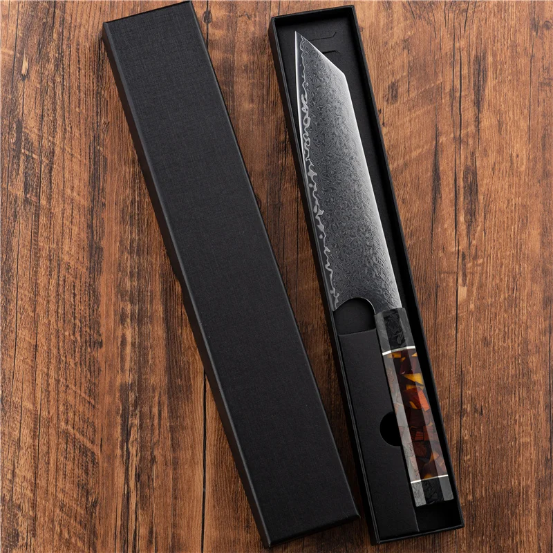 

Kitchen Knives 8 Inch Japanese Damascus 67 Layers VG10 Chef Knife Santoku Cleaver Chinese Octagonal wood Handle Cooking Knife